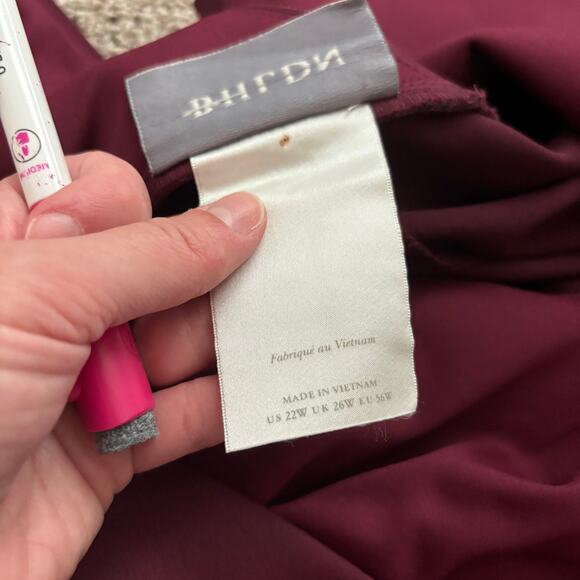 BHLDN Piper Dress 22W Plus Burgundy Satin V-Neck Maxi Bridesmaid Formal Gown - Picture 12 of 15